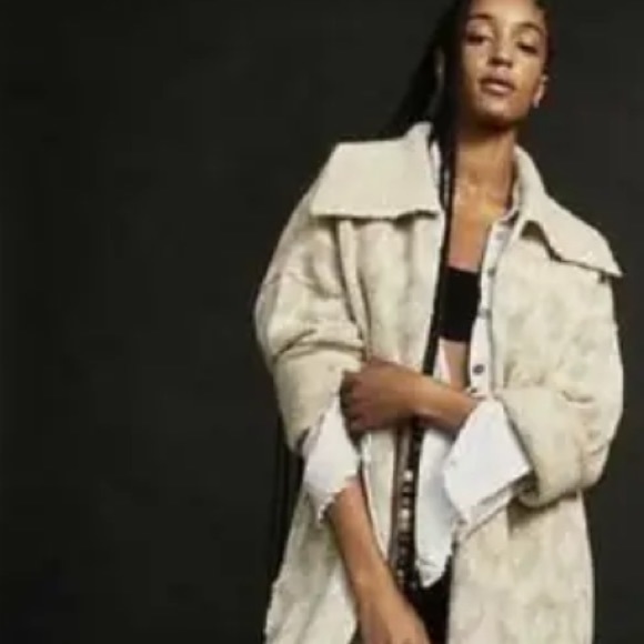 NWT$298 Free People X Anthropologie Like A Diamond Icy Grey Combo Sweater Coat S - Picture 2 of 9